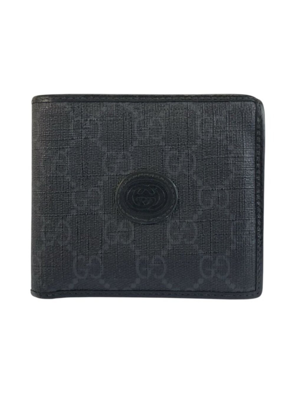 Gucci Interlocking Black GG Supreme Canvas Compact Wallet
